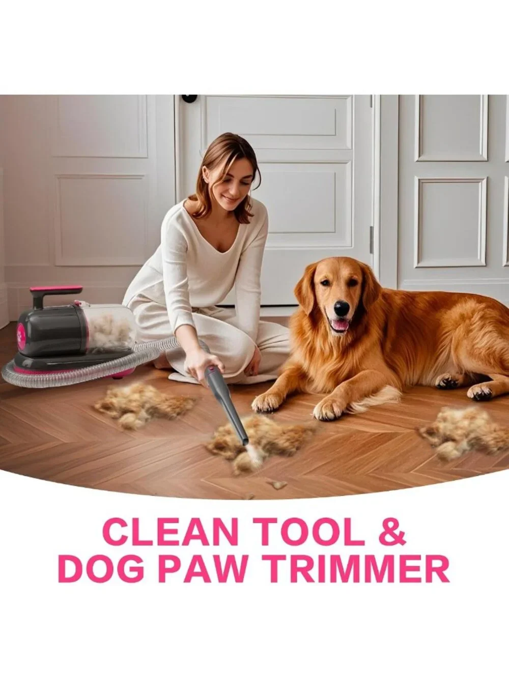 Pet Grooming Vacuum Kit with Clippers & Nail Grinder, Low-Noise Shedding Vacuum